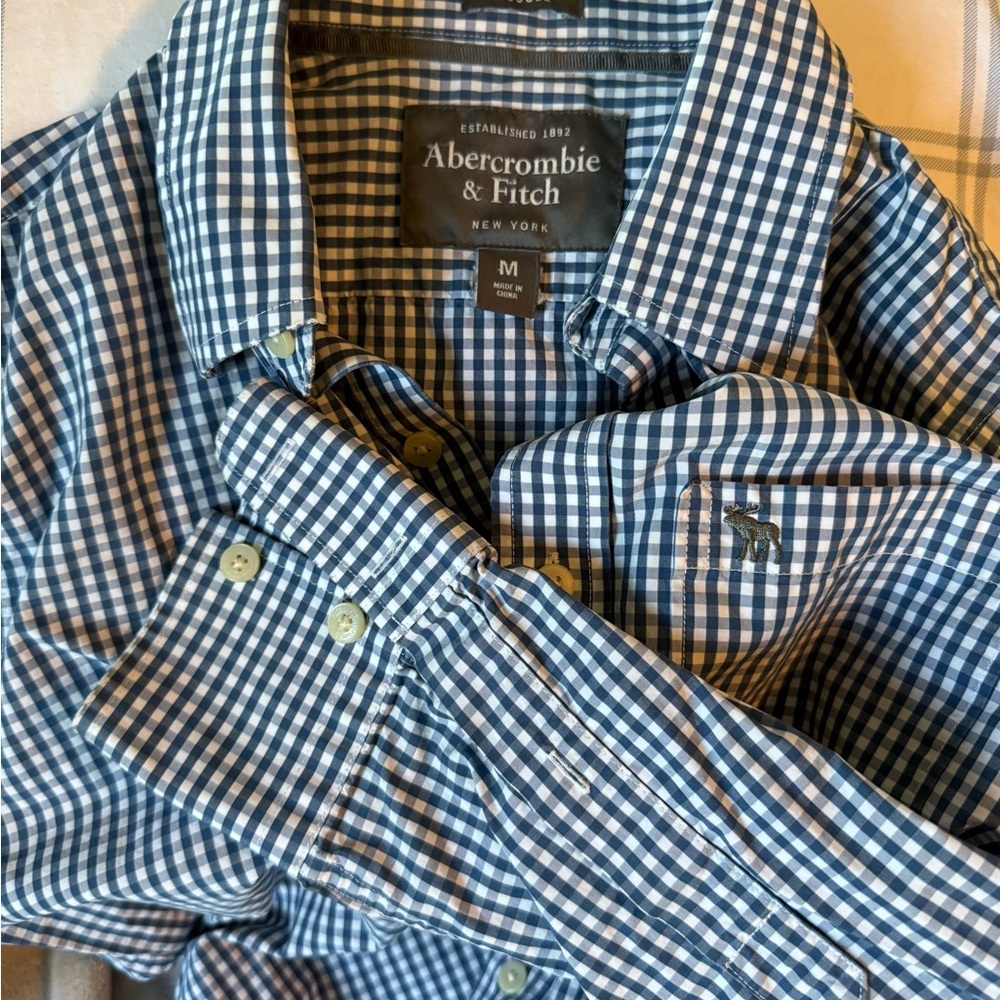 Abercrombie & Fitch Navy Gingham Men's Shirt